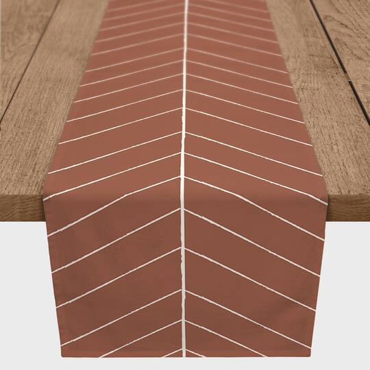 Burnt Orange Lines 16" x 90" Cotton Twill Runner